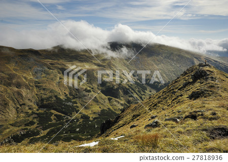 woman in a clouds, Carpathian hiking woman in a clouds, Carpathian hiking 27818936