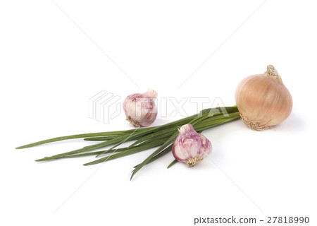 onion and garlic isolated on white 27818990