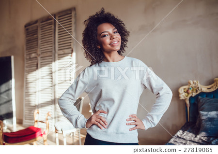 Beautiful African girl dressed in blank sweatshirt Beautiful African girl dressed in blank sweatshirt 27819085