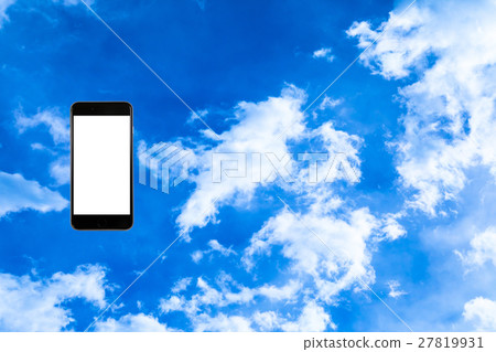智能手機，天空，合成材料，智能手機合成，智能手機，文本空間，適合，複製空間 27819931