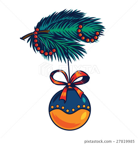 Branch of a Christmas tree decoration ball Branch of a Christmas tree decoration ball 27819985
