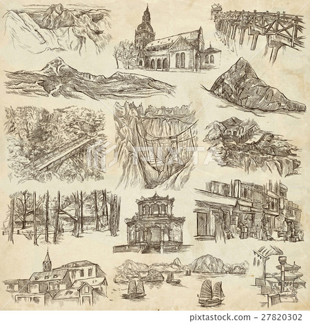 Architecture. An hand drawn illustrations on paper 27820302