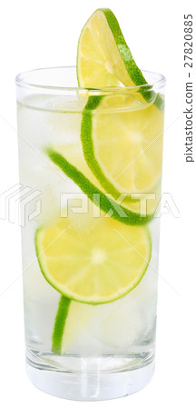 Lemonade with lime and ice cubes Lemonade with lime and ice cubes 27820885