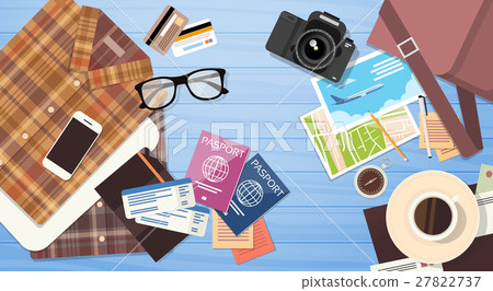 Travel Luggage Passport Tickets Clothes Document 27822737