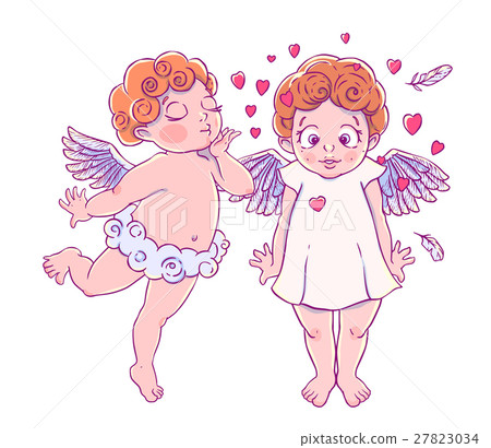 Valentine's day. Cupid-boy cloud pants blowing Valentine's day. Cupid-boy cloud pants blowing 27823034