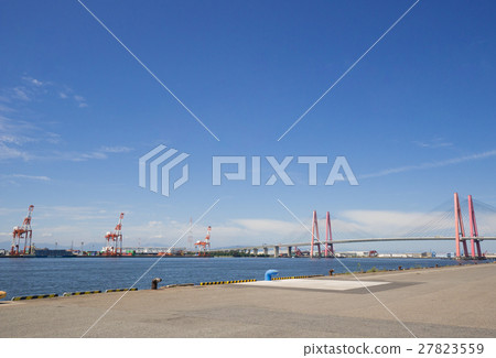 Container wharf from Nagoya port Kinjo Futo Looking over Meito Port Triton Meisho Nishi Ohashi Bridge Container wharf from Nagoya port Kinjo Futo Looking over Meito Port Triton Meisho Nishi Ohashi Bridge 27823559