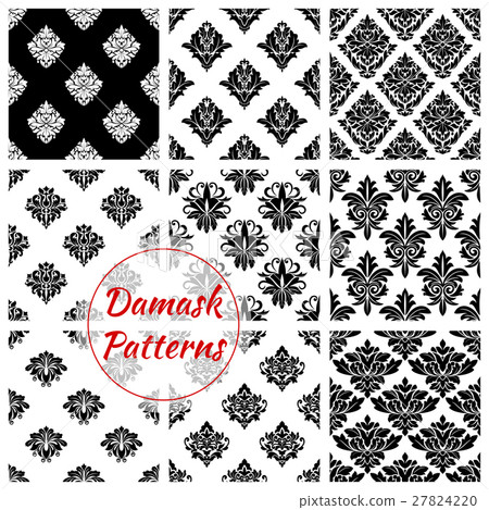 Damask seamless patterns of floral ornate tracery 27824220