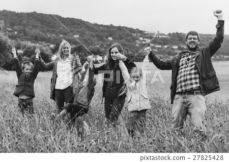 Family Walking Field Nature Togetherness Concept Family Walking Field Nature Togetherness Concept 27825428