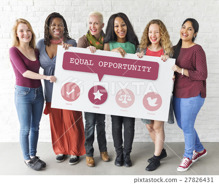 Women Rights Equality Opportunities Fairness Feminism Concept Women Rights Equality Opportunities Fairness Feminism Concept 27826431