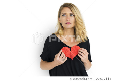 Girl Holding Broken Heart Concept 27827115