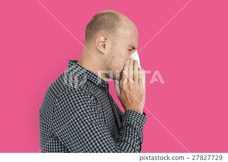 Man Sneezing Studio Portrait Concept Man Sneezing Studio Portrait Concept 27827729