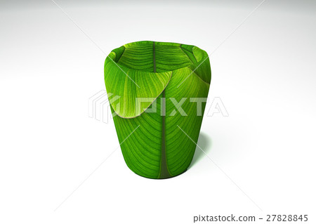 Glass green banana leaf on a white background. 27828845