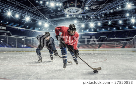Hockey match at rink mixed media 27830858