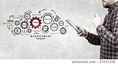 Hipster guy with tablet device Hipster guy with tablet device 27831206