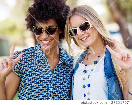 Two women friends in park 27831707