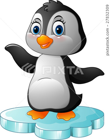 Cartoon penguin standing on floe 27832309