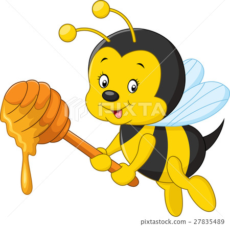 插图素材: cartoon bee holding honey 查看全部