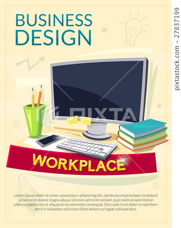 Workplace concept design vector poster 27837199