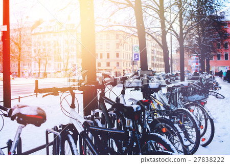 Bicycles Winter Street Black White Color European 27838222