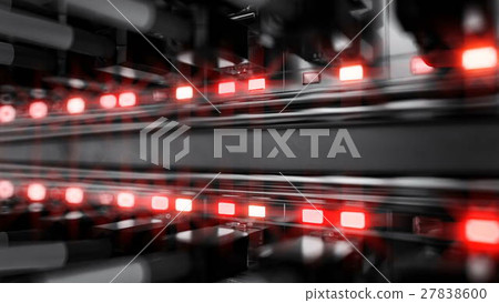 Lights and connections on network server. 3d 27838600