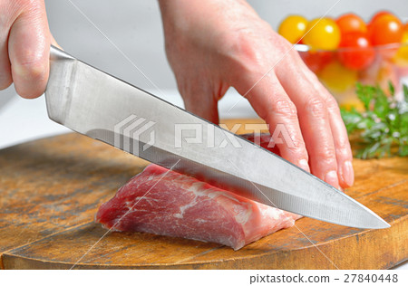 Stainless butcher knife cut meat Stainless butcher knife cut meat 27840448