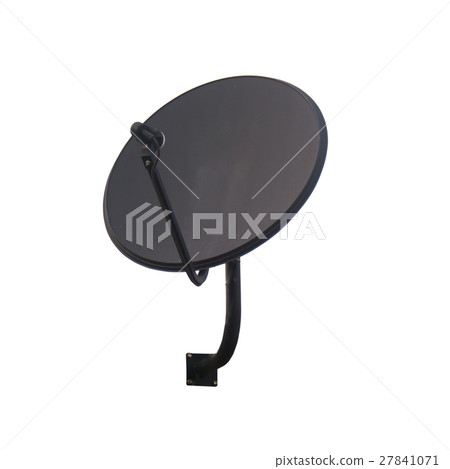 Black satellite dish antenna isolated on white Black satellite dish antenna isolated on white 27841071