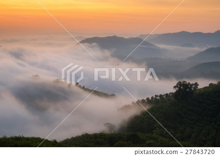 Amazing nature mist moving over mountains Amazing nature mist moving over mountains 27843720