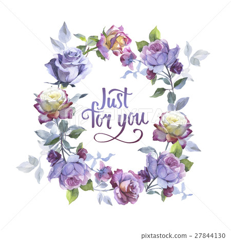 Wildflower rose flower wreath in a watercolor 27844130