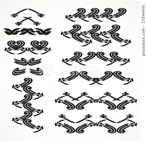 Vintage border curled set seamless vector  27844495