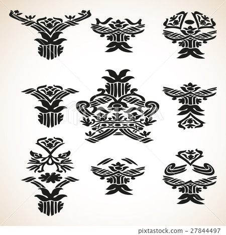 Set vector graphic vintage floral elements Set vector graphic vintage floral elements 27844497