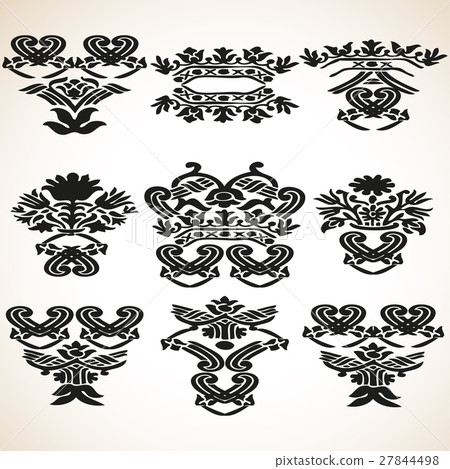 Set vector graphic vintage floral elements Set vector graphic vintage floral elements 27844498
