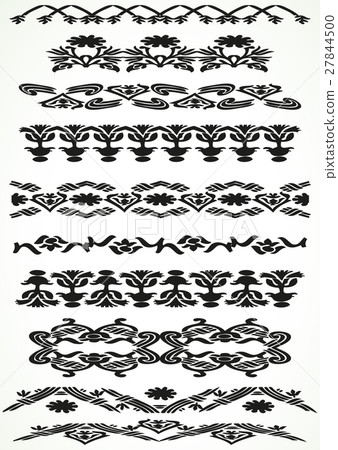 Vintage border floral set seamless vector Vintage border floral set seamless vector 27844500