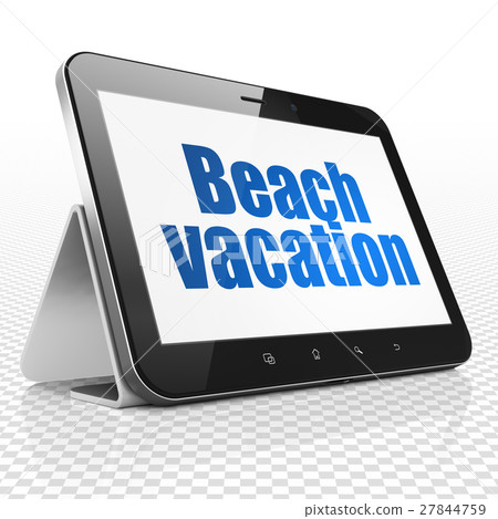 Tourism concept: Tablet Computer with Beach 27844759