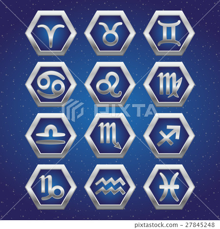 Set of cosmic icons with signs of Zodiac Set of cosmic icons with signs of Zodiac 27845248