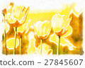 watercolor akvarel effect of spring yellow tulips 27845607