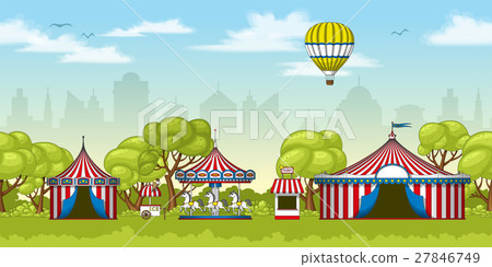 Illustration of a colorful circus in summer 27846749