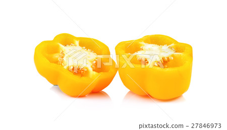 Yellow Bell pepper sliced  isolated on white  27846973