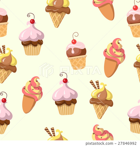 Seamless Pattern Fresh Tasty Ice Cream Isolated Seamless Pattern Fresh Tasty Ice Cream Isolated 27846992