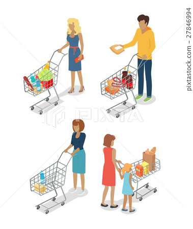 People with Cart Purchases Set in Flat Design People with Cart Purchases Set in Flat Design 27846994
