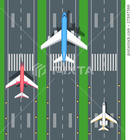 Set of Aviation Vector Airplanes on Runways 27847366