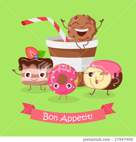 Bon Appetit. Funny Cartoon Characters Banner. 27847409