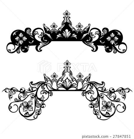 royal crown and floral decor vector design 27847851