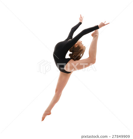 Young gymnast in elegant jump studio shot 27849909