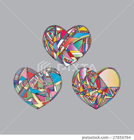 Hearts hand drawn vector background. Abstract 27850764