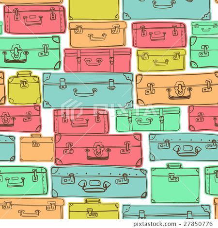Seamless pattern with hand drawn luggage. - Stock Illustration ...