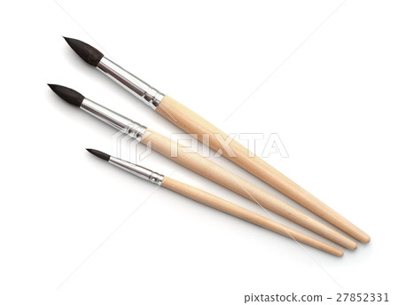 Top view of new  artistic paint brushes set 27852331