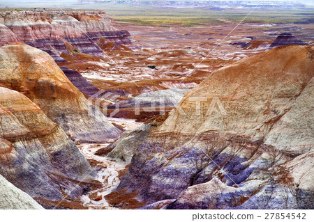 Striped purple formations of Blue Mesa badlands 27854542
