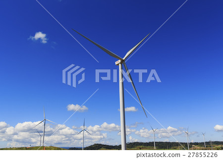 Wind turbine and white cloud in the blue sky. Wind turbine and white cloud in the blue sky. 27855226