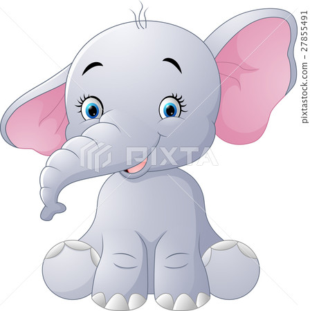 Cute baby elephant sitting isolated on white backg Cute baby elephant sitting isolated on white backg 27855491