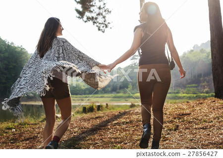 Girls Friends Exploring Outdoors Nature Concept 27856427
